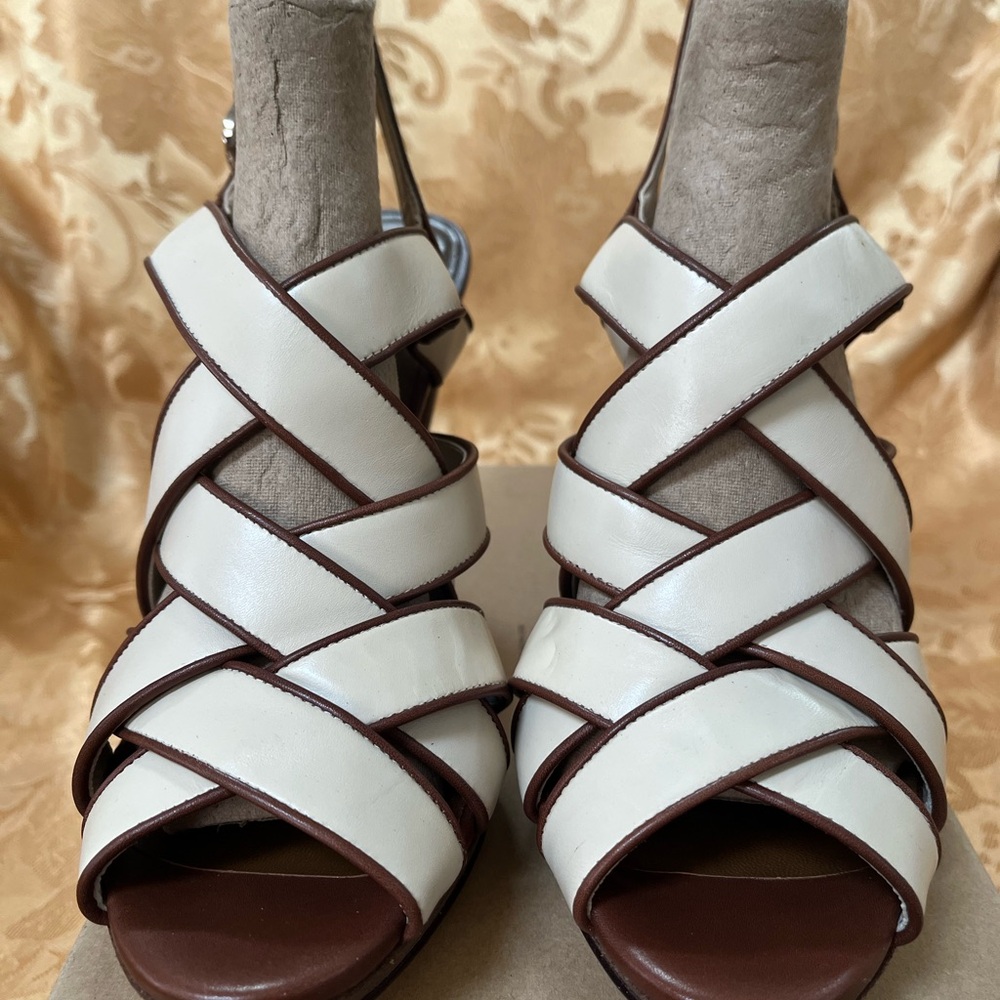 Cole Haan White and Brown Scrappy Platform Women's Sandals